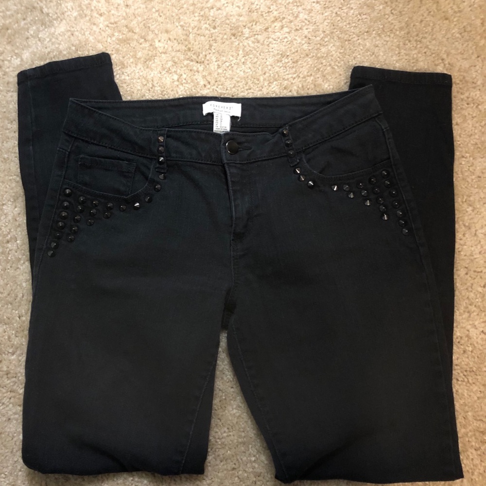 BNWOT forever 21 black mid waisted skinny jeans